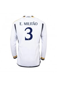 Real Madrid Eder Militao #3 Jalkapallovaatteet Kotipaita 2023-24 Pitkähihainen